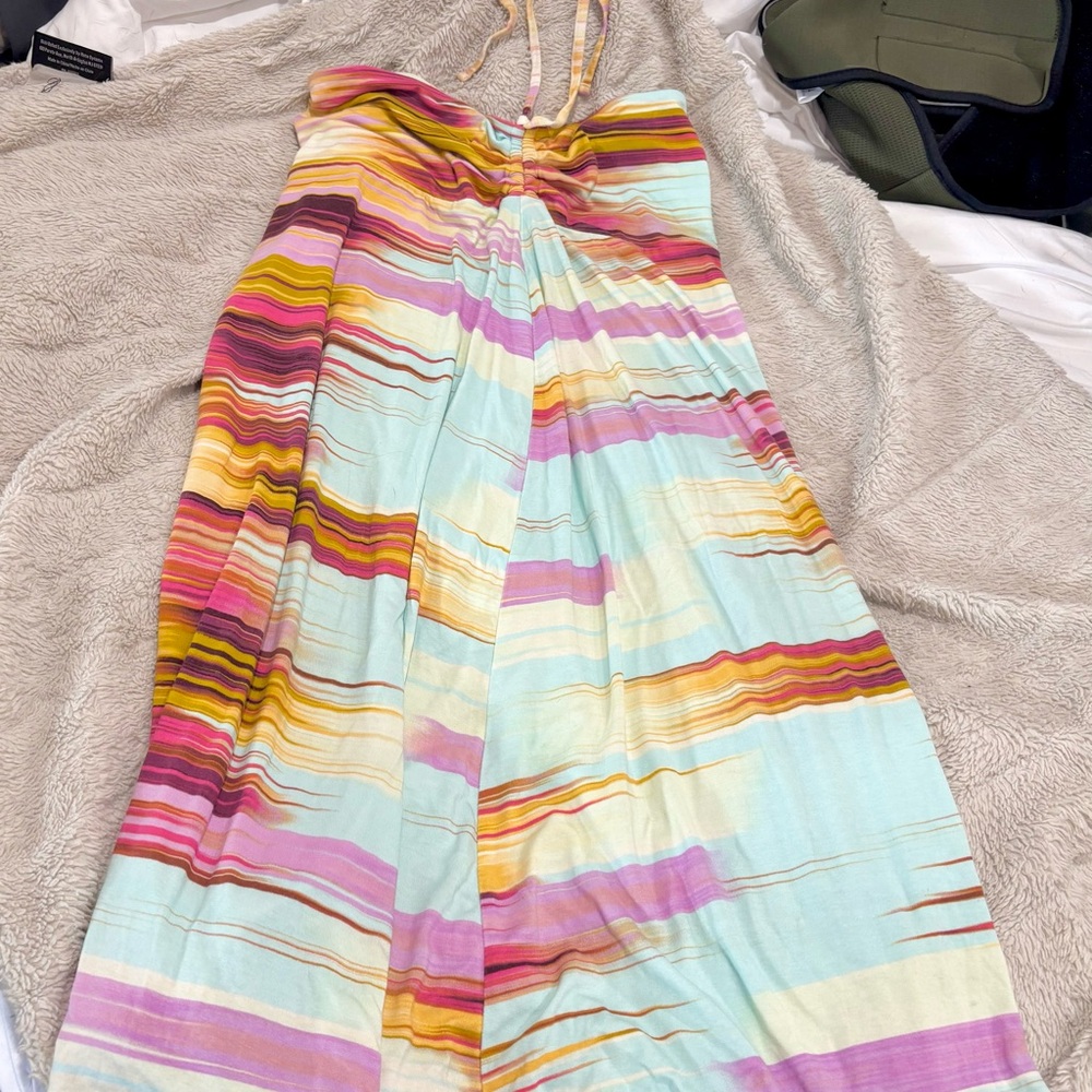Colorful Striped Halter Maxi Dress